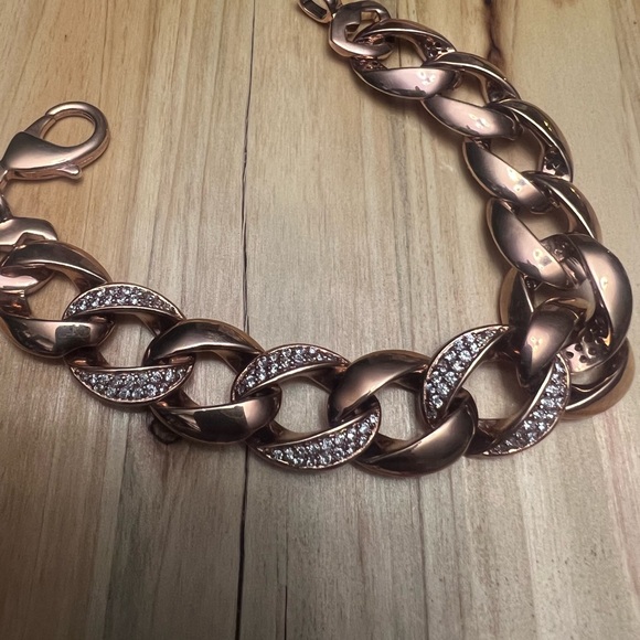 Bronzo Milor Italia 8” curb link crystal Bracelet - Picture 1 of 5
